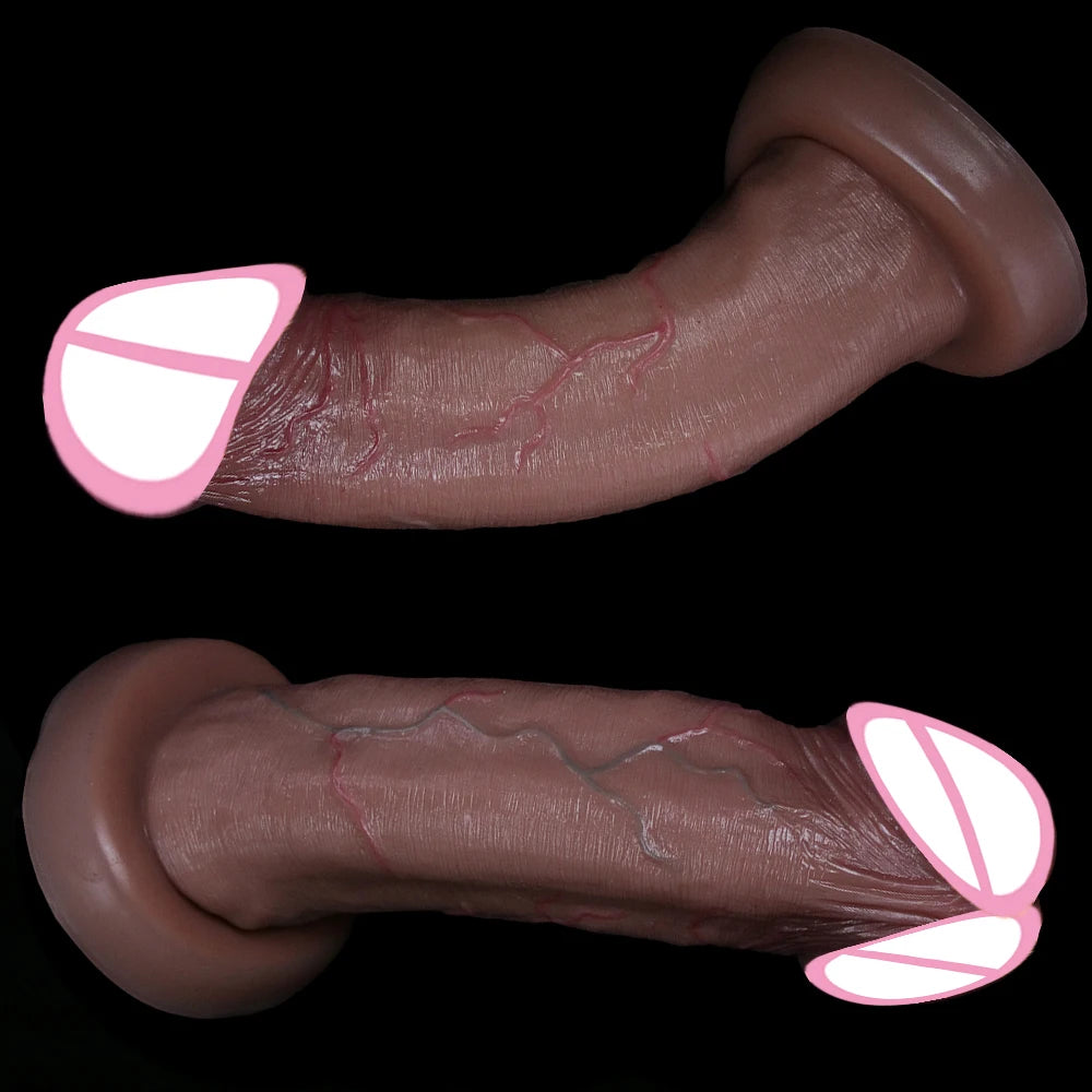 Big Glans Realistic Dildo. Clear Veins.