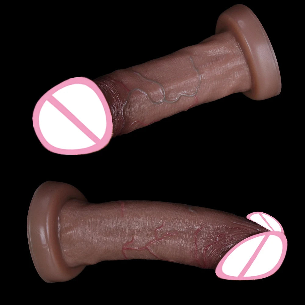 Big Glans Realistic Dildo. Clear Veins.