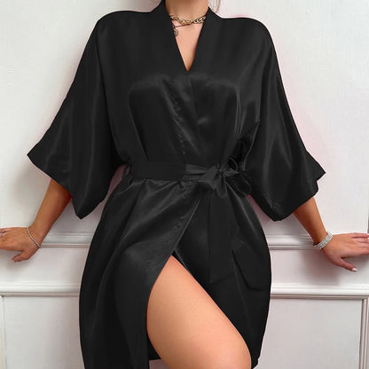 Womens Luxury Satin Robe Kimono