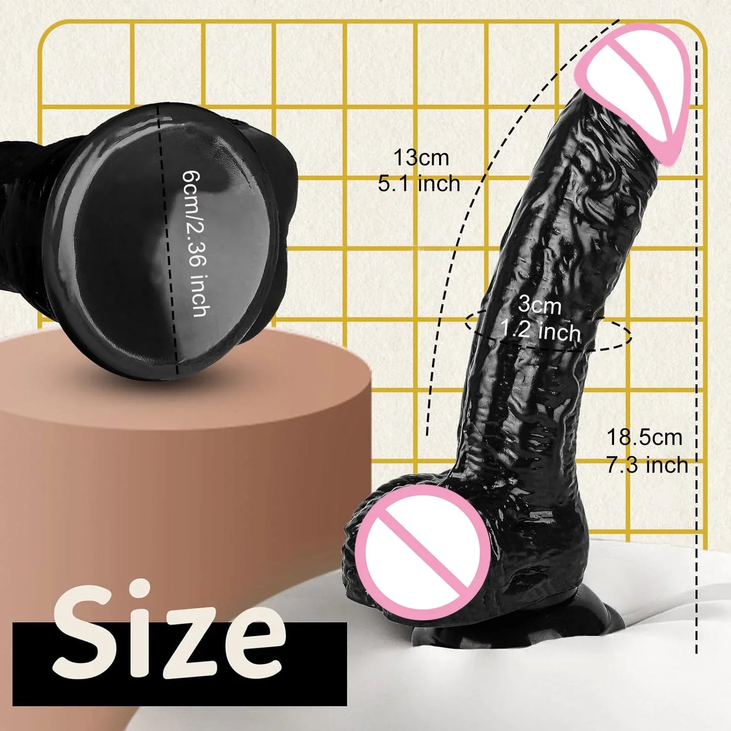 7 Inch Black or Flesh Dildo. Toys for Women and Men