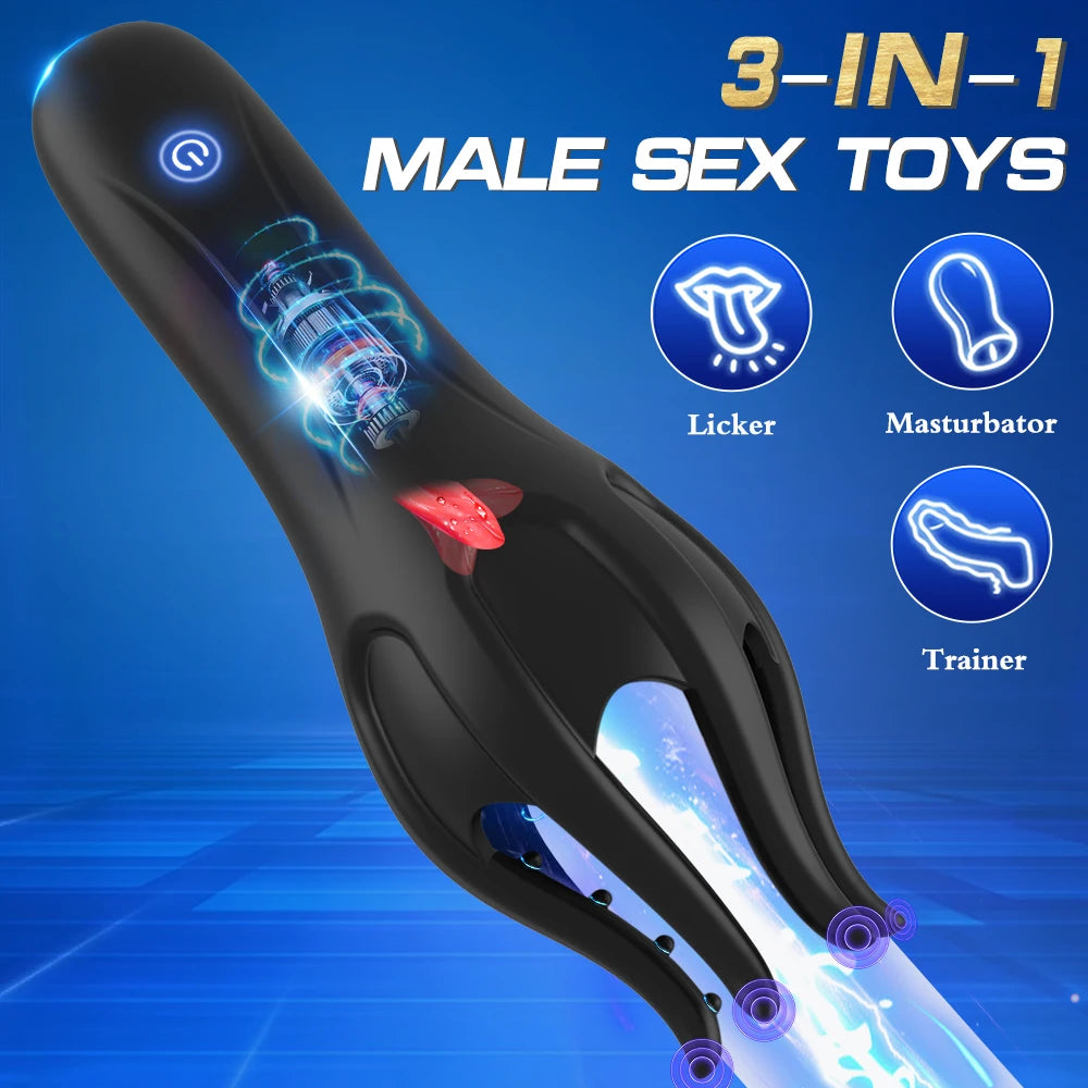 Men's Octopus Vibrating Tongue. Licking Masturbator.