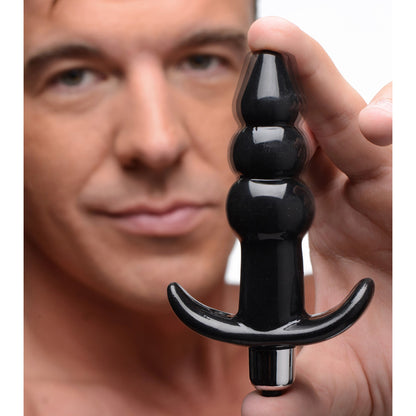 Ribbed Vibrating Butt Plug - Black