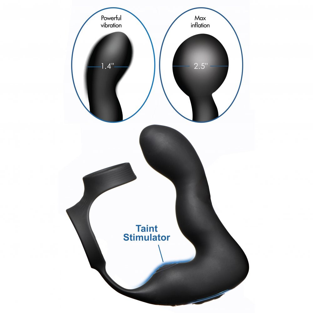 Inflatable & 10X Vibrating Prostate Plug w- Cock & Ball Ring