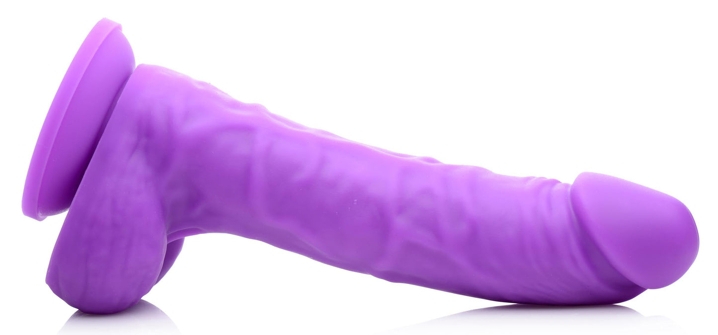 7" Silicone Dildo with Balls - Grape