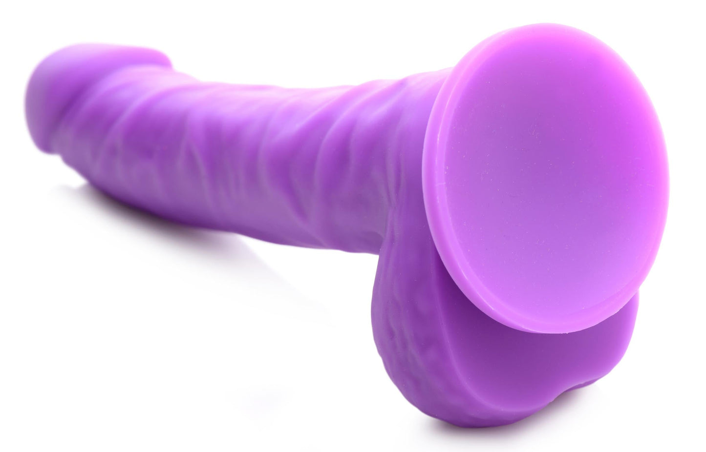 7" Silicone Dildo with Balls - Grape